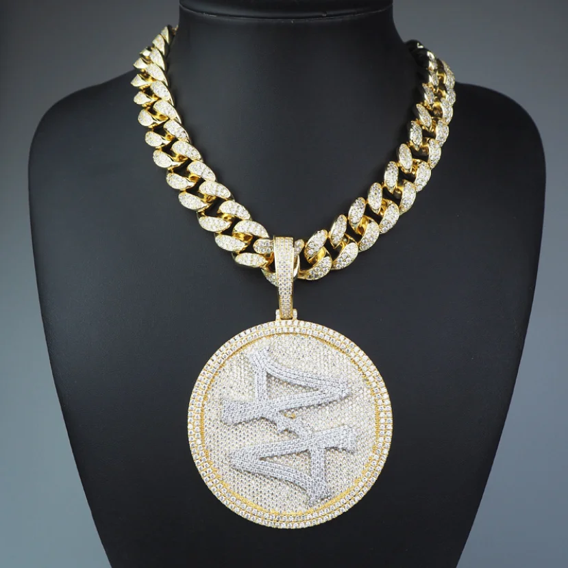 

Hiphop 44 Round rotatable Pendant match 20mm 18" Cuban chain pendant necklace