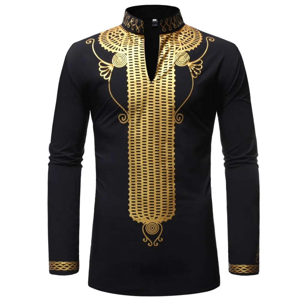 

MXCHAN SJH11010 fashion Gilding long sleeve african men clothing mens african shirts dashiki shirt men