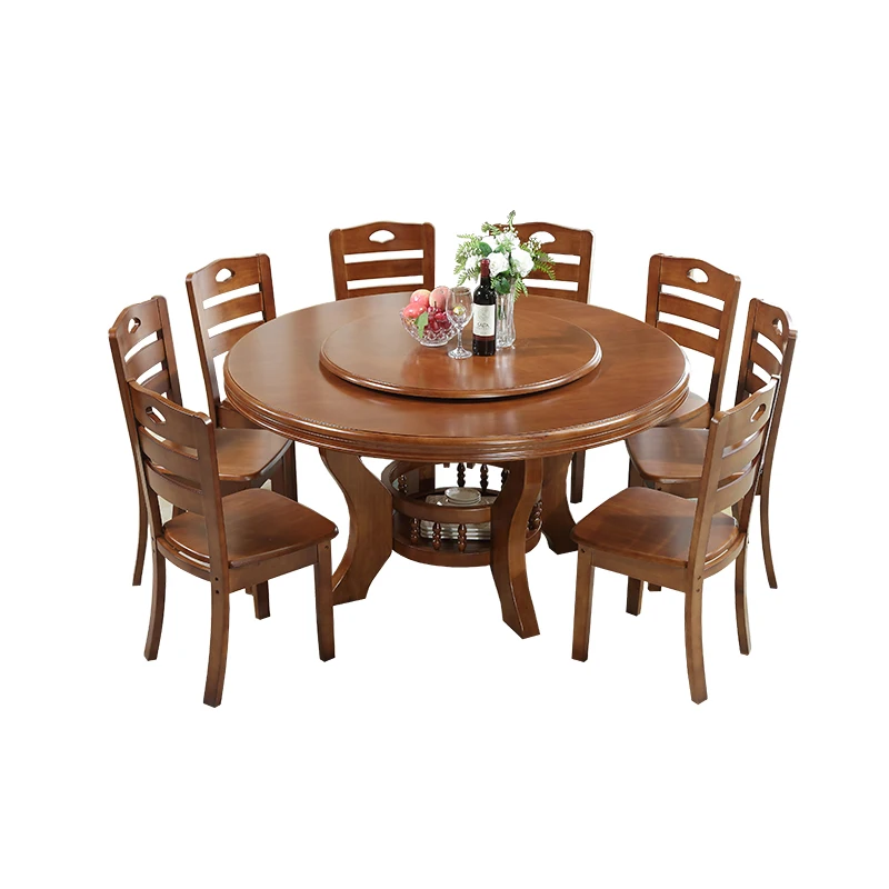 Wooden Top Round Rotating Dining Table With Storage - Buy Teak Wooden ...