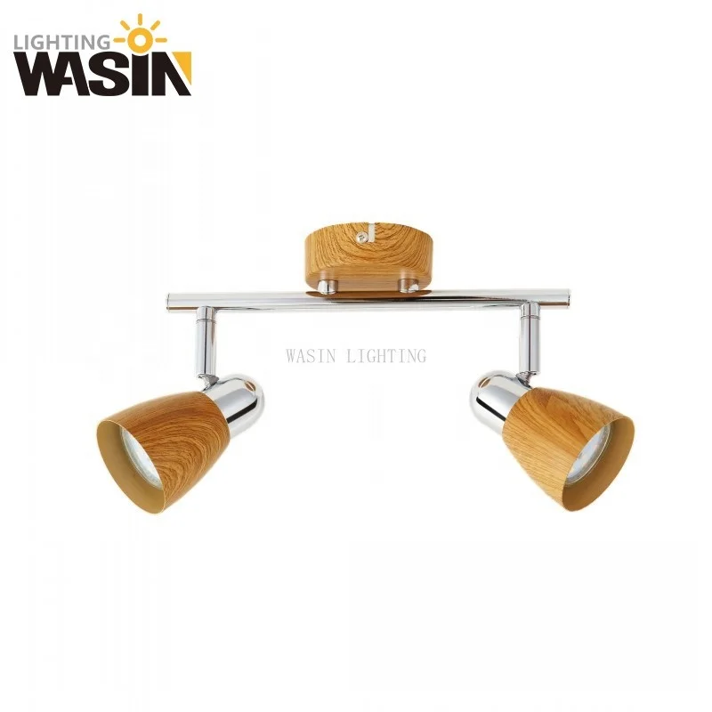 Hot Selling 260mm Iron Made Wood Finish GU10 Spotlight With 50W LED Multiple Lamp Heads From Direct China Factory