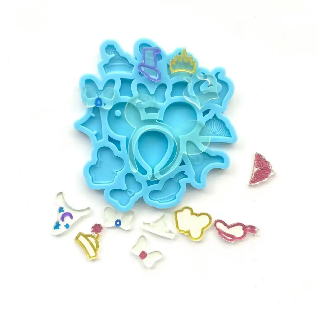 

001 Resin Craft DIY Creative Earring Earring Keychain Combination Silicone Mold Crystal Epoxy Cake Chocolate Decoration Mold, Blue or custom