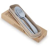 

Portable Reusable Spoon Fork Outdoor Camping Travel Cutlery Set Fork Spoon Chopsticks Wheat Straw Tableware Cutlery Set