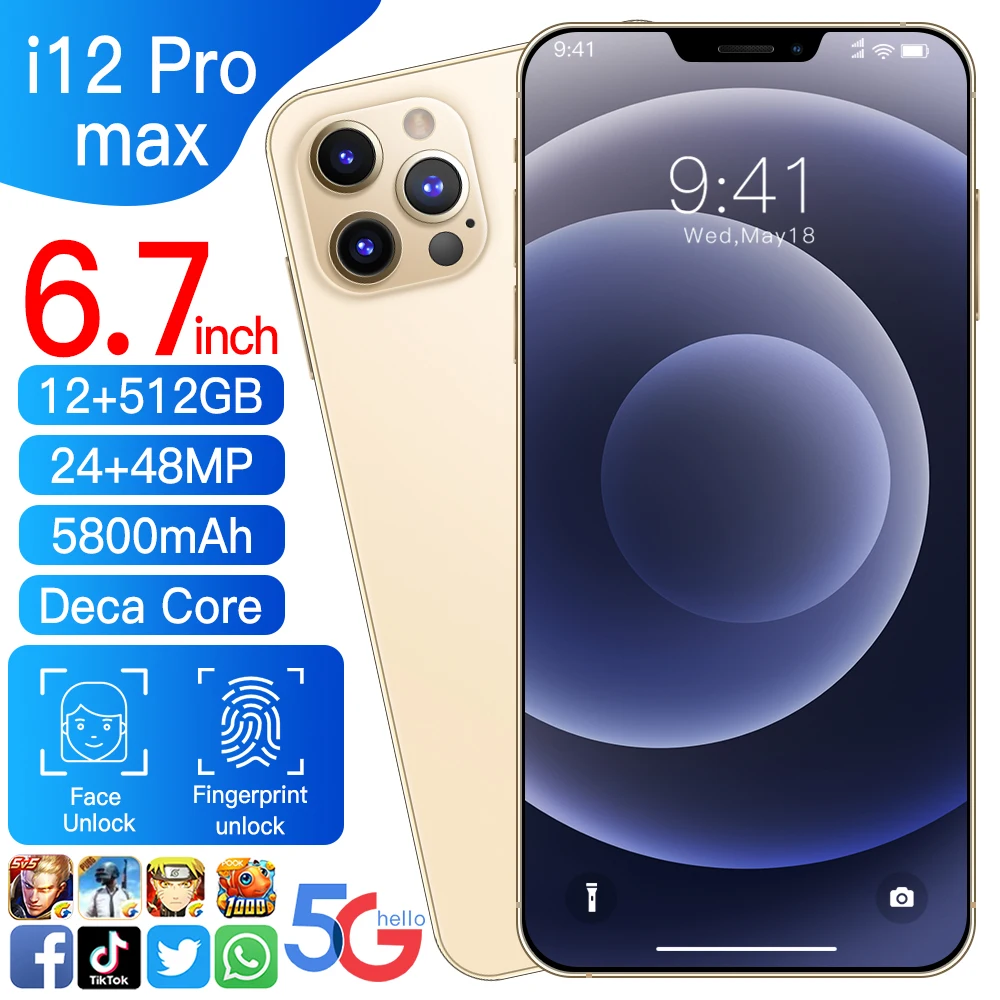 

official MT6889 Octa-core cpu 5G LTE 6.7" smart display smartphone 24mp; 48MP mobile phone 12GB 512GB wide screen