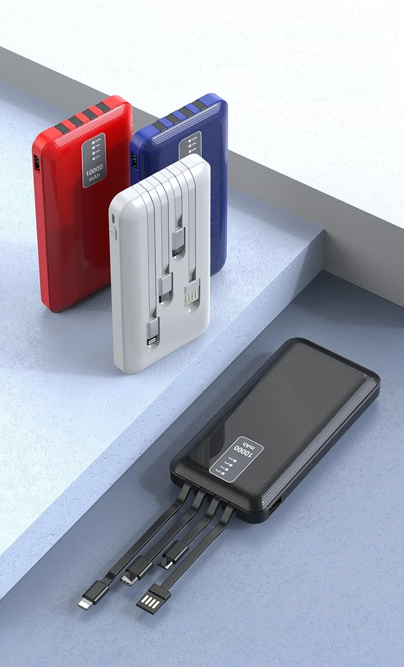 Best Power Bank 10000mah 4 Built In Cables For Iphone/type C/micro/usb