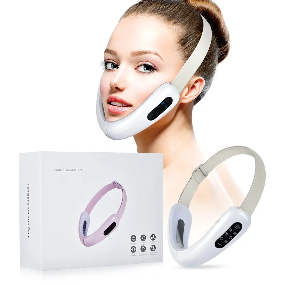 

Private Label Portable Mini Led Microcurrent Rf Slimming Skin Tightening Machine V Line Face Lifting Belt, White,pink