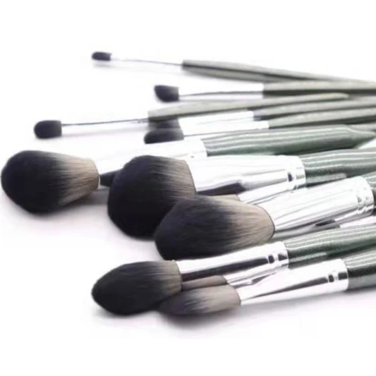 

2021 tactile soft fiber wool makeup brush set, Bright silver