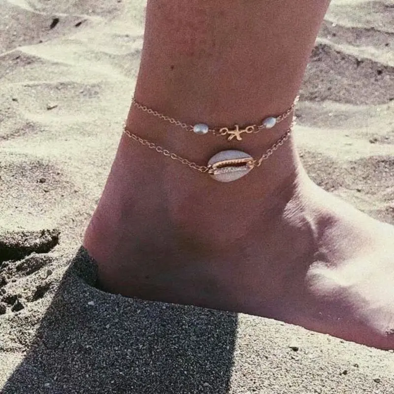 Fashion gold anklet shell starfish for women Wholesale N98204