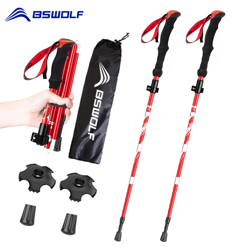 

BSWOLF Ultralight Trekking Poles Walking Sticks Hiking Canes Folding Aluminum Walking Pole Nodic Walking Sticks