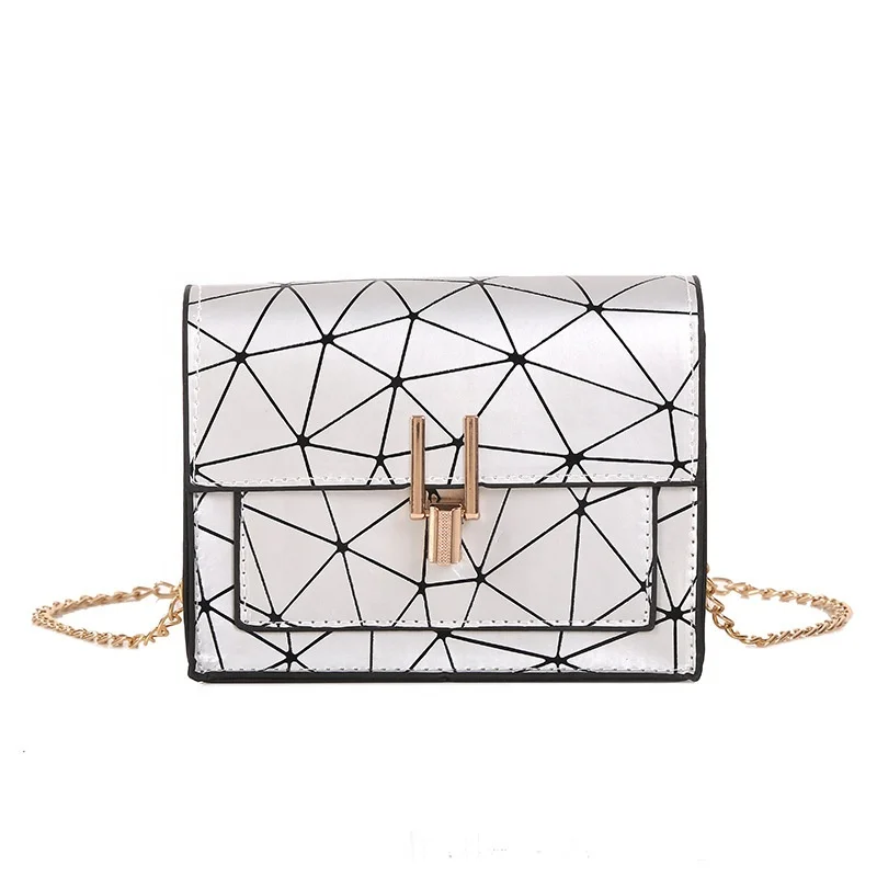 

Latest Designer Sling Cute Fairy Bag Crossbody Geometric Small Square Bag For Ladies, White, silver, black