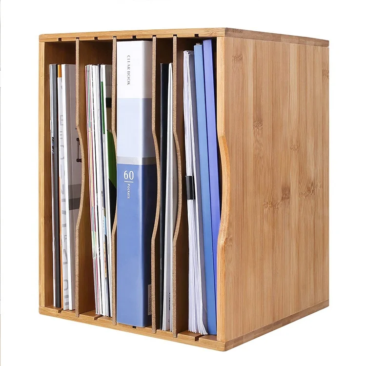 
Bamboo Desk File Sorter Organizer, All-Purpose Document Letter Mail Tray Sorter with 4 Adjustable Shelves Home Office, Natural 