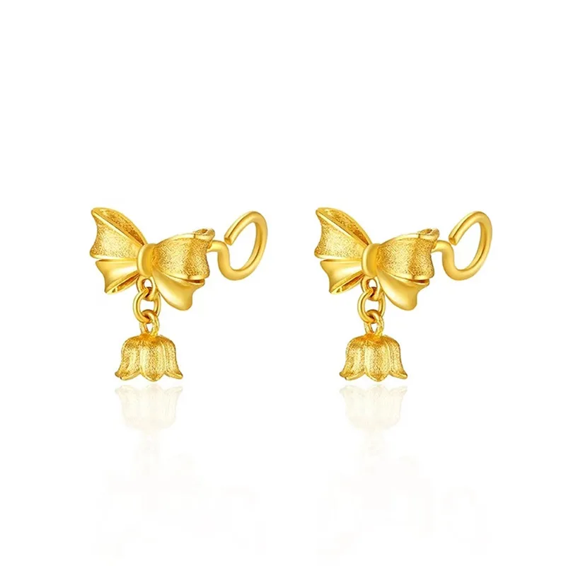 

Brass Gold-Plated Orchid Bell Flower Earrings Cute Bow Stud Earrings Orchid Bell Flower Pendant Women's Jewelry Gift Wholesale