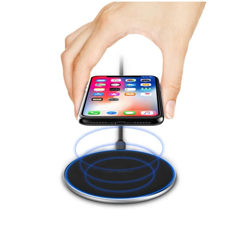 

10W Universal Cell Phone Fast Charging Pad Smart Qi Wireless Charger With Led Light Circle