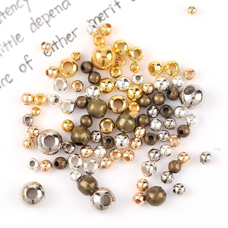 

4MM Mixed Color Round Iron Smooth Ball Spacer Metal Loose Beads For DIY Jewelry Making Needlework Bracelet Necklace Supplies