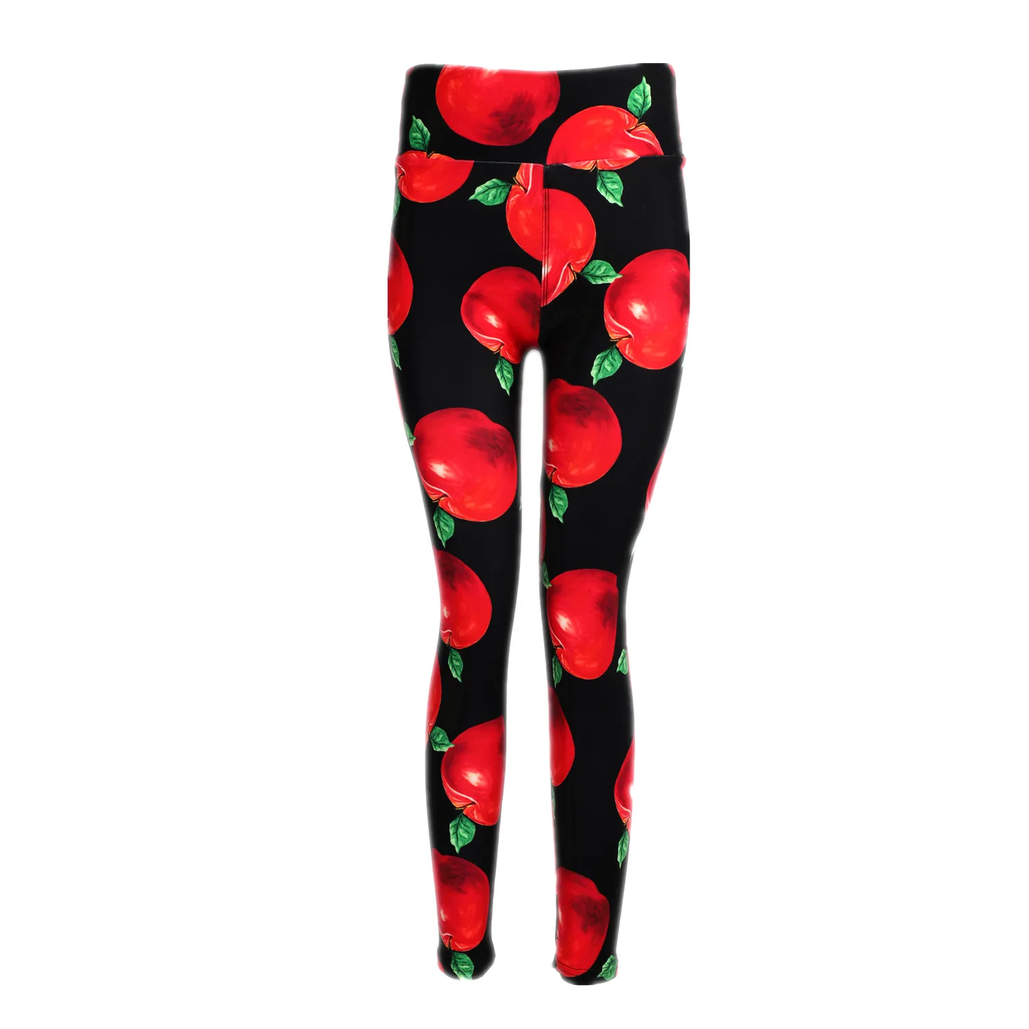 

NEW YEAR polyester spandex buttery soft thick quality stretch pants fashion women girls Christmas new year red apples leggings, Customized colors