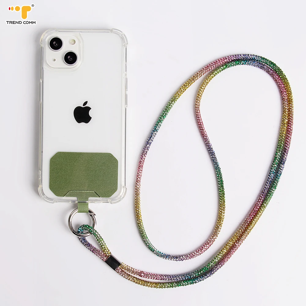 

Universal 6mm Glass Crystal Rope Soft Tube Sparkling Rope String for Cell Phone Lanyard With Adjustable Shoulder Strap Patch