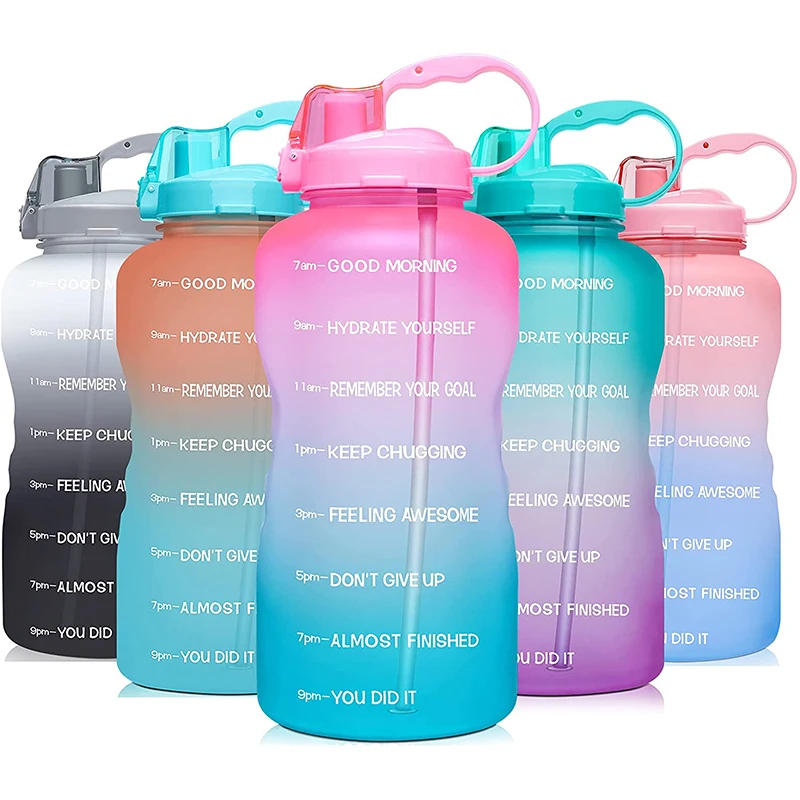

sport water bottle sport gradient plastic water bottles BPA free motivational fitness sports water bottle with time marker, Customized color acceptable