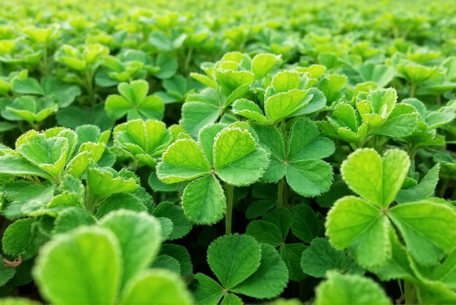Close-up of red clover flowers showing pollinator activity in clover farm setting