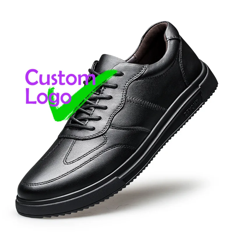 

Low cut thick soles Leather Shoes Men Work genuine Leather Black Laces Pure Leather Shoes Sign Formal comfort Latest Design