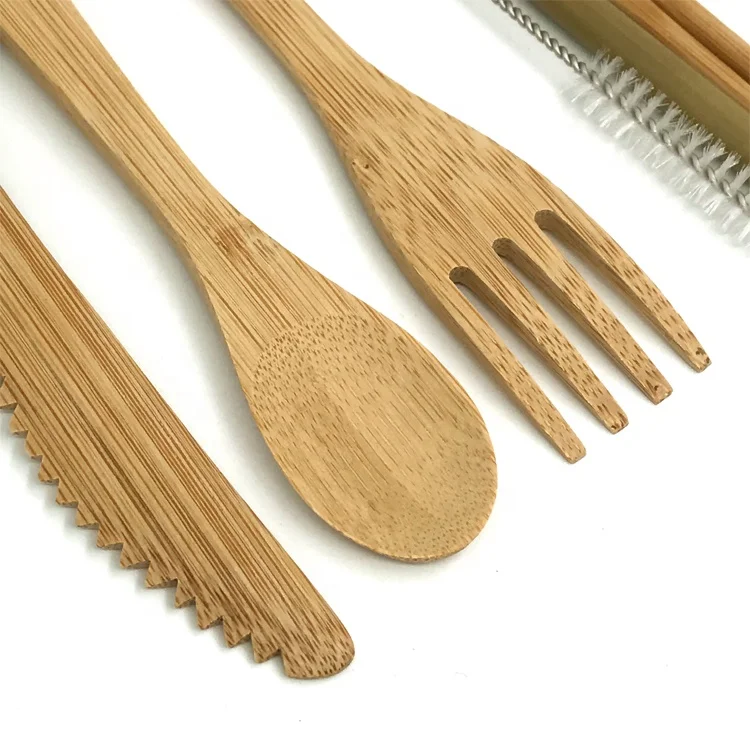 

Bamboo Travel Utensil Cutlery Set,Bamboo Cutlery Set With Metal Straws