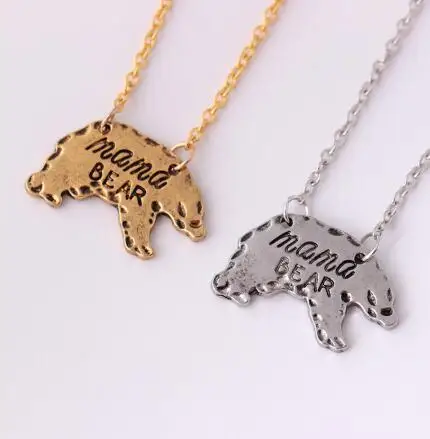 

Hot Sale Jewelry mama bear necklace wholesale alphabet name necklace 2019 Animal Necklace, Gold,silver,black