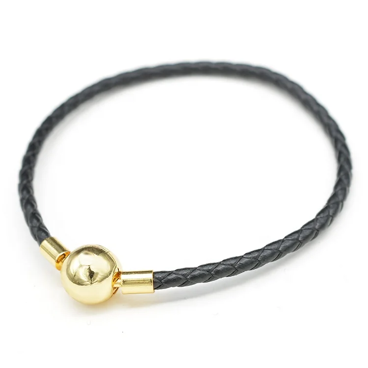 

leather 925 sterling silver gold plated jewelry bracelet women for pandora bracelet
