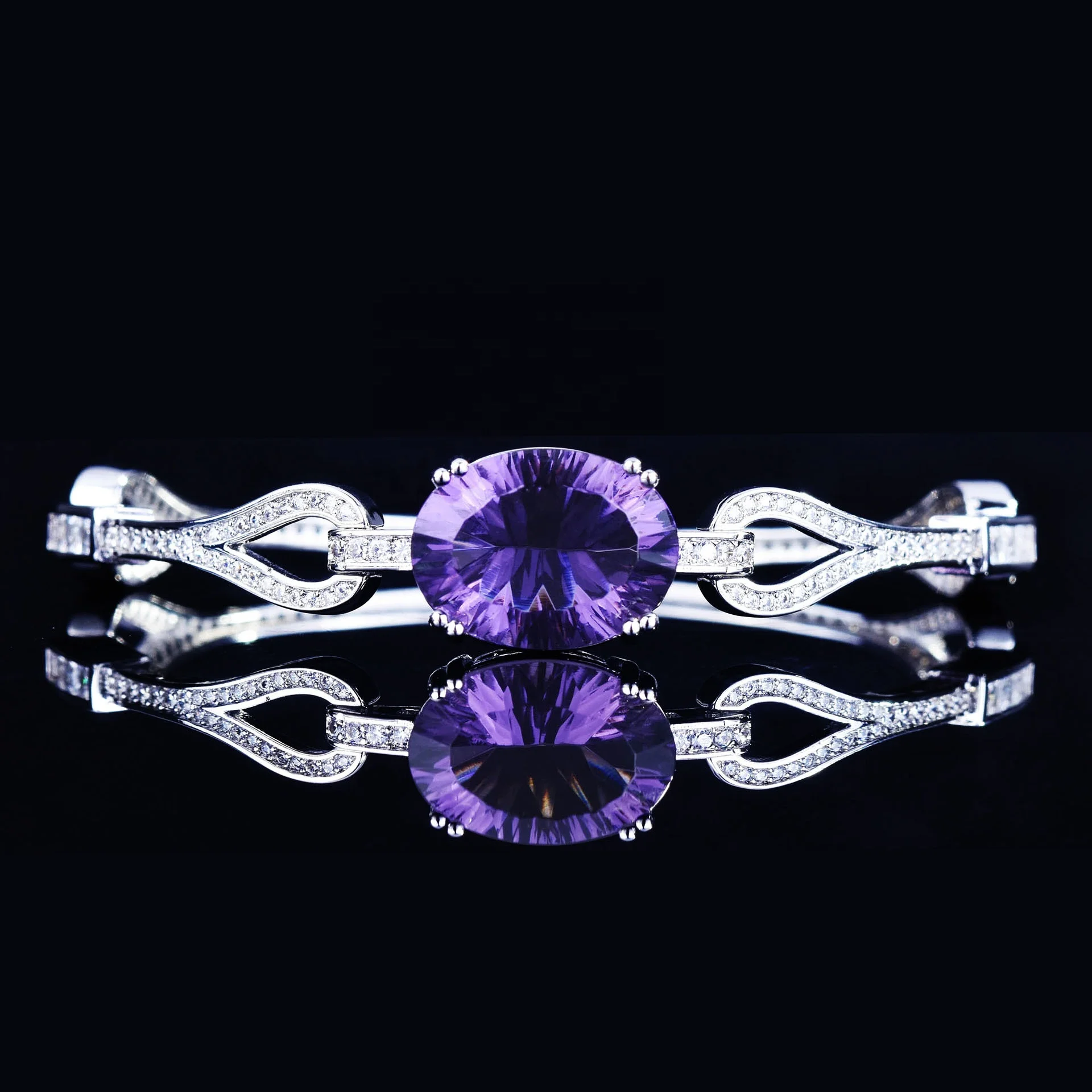 

New Trendy purple Color oval Bracelet Bangle For Women Anniversary Gift Jewelry Wholesale, Customized color