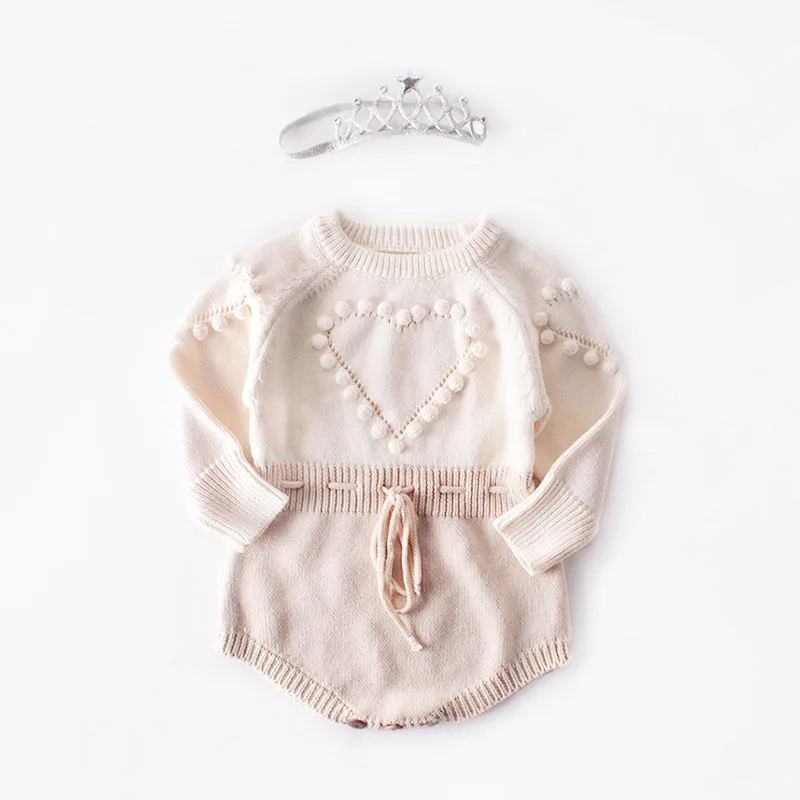 

Winter Kids Clothing Love&Roses Romper Knitting Sweater Long Sleeve Handwork Conjoined Toddler Baby Romper clothes, Picture shows