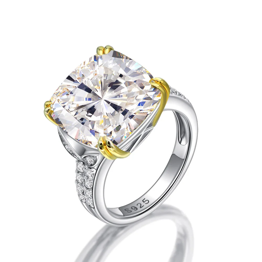 

Hot Selling Big Square 14*14mm 21.5ct Charming Pink Cubic Zirconia Diamond 925 Sterling Silver Engagement Ring