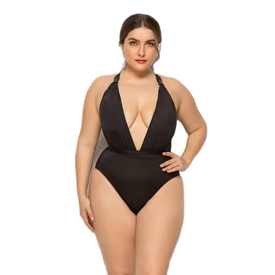 

Classic black sexy deep V mature women cover up the beach wearing a one-piece swimsuit bikini on the size swimsuit xx 20