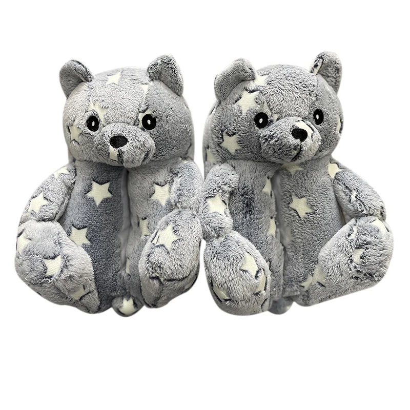 

New style luminous teddy bear slippers for women girls gift Halloween Adult glow in the dark teddy bear slippers, 6 color