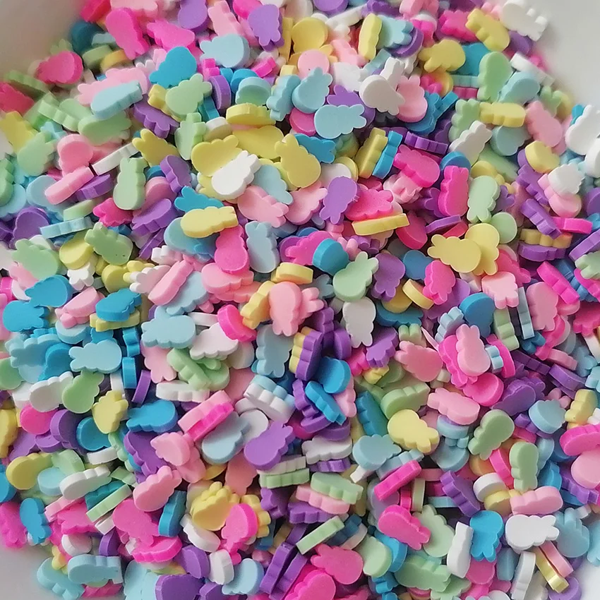 500g DIY Craft Slime Sprinkles Easter Colorful Bunny Yellow Chick Cracked Egg Polymer Clay Sprinkles Slices