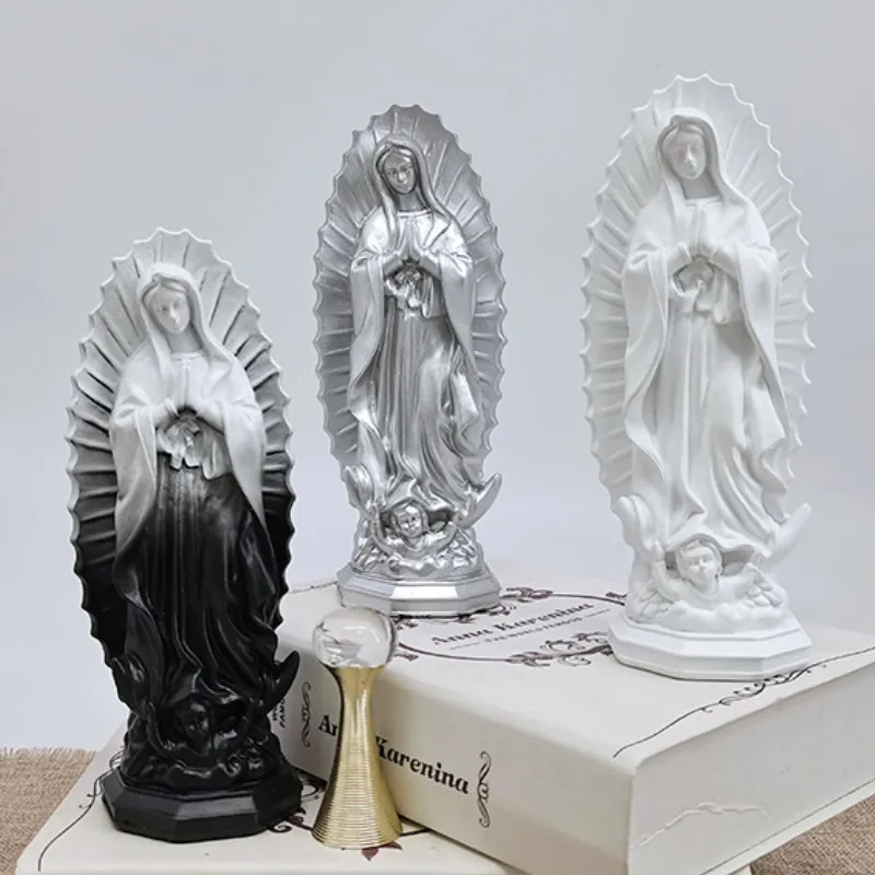 

Mexican Style Religious Our Lady of Guadalupe Figurine Sculpture Catholic Blessed Virgin Mary Resin Statue for Home Decor