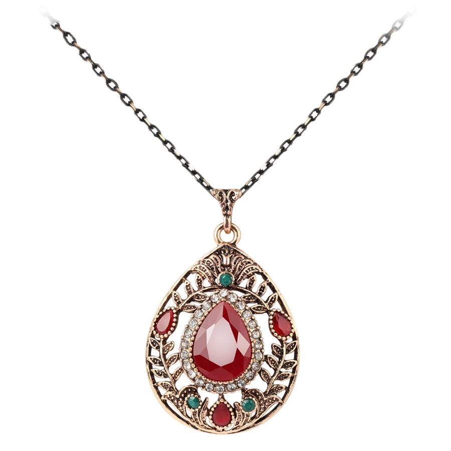 

Antique Gold Plated Colored Druzy Charm Boho Necklace Jewellery