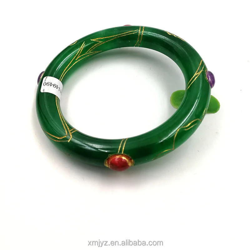 

Certified Antique Bashancui Inlaid Bangle Jade Fashion Women's Full Green Jade Bangle Gifts