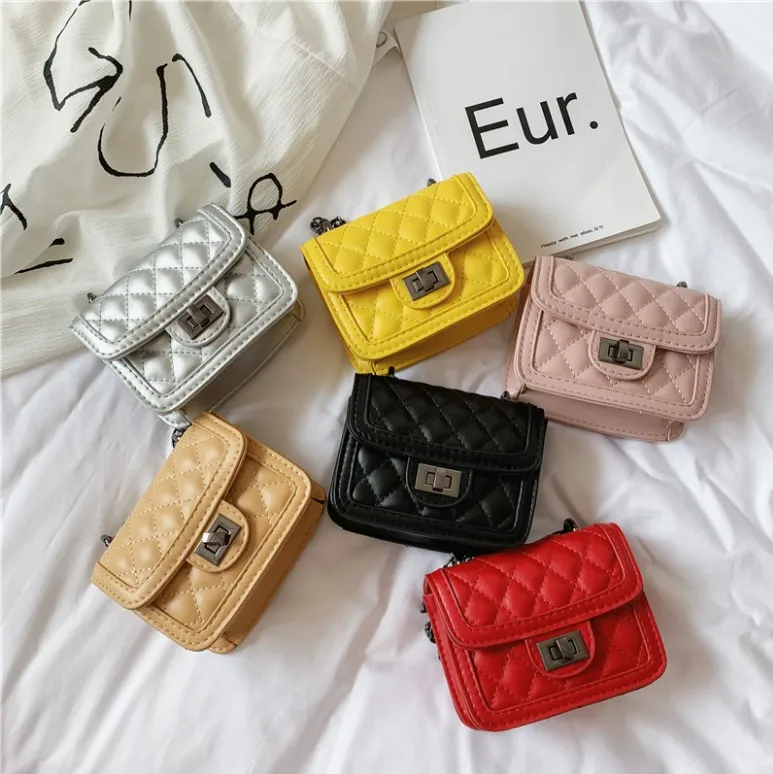 

Kids Girl Fashion Cross body Handbags Toddler Girl Diamond Lattice Candy Chain Bag Children Accessories Cute Mini Purse, As photos