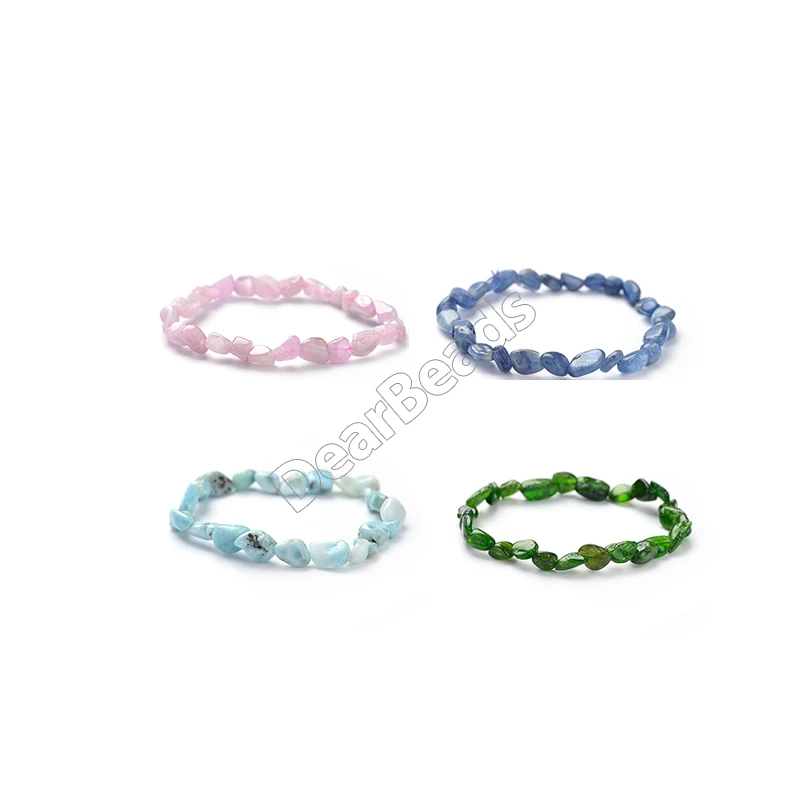 

Natural 5-8mm Kyanite Pink Opal Kunzite Beaded Bracelets Healing Crystal Gemstone Nugget Bracelet For Women Mens Girls