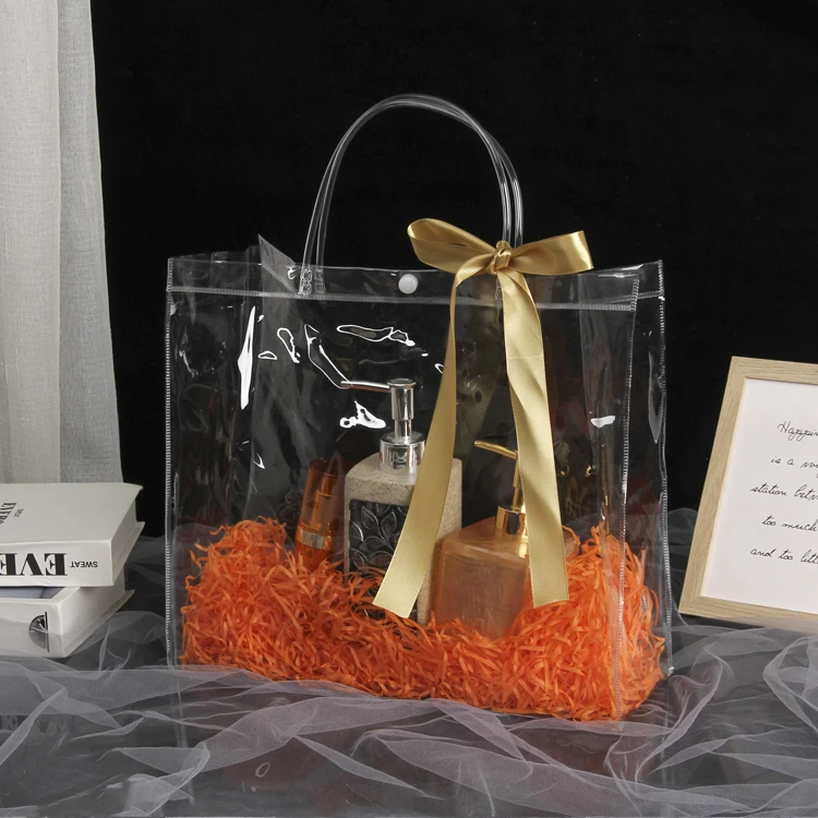 

New design christmas gift clear pp pvc transparent tote shopping bags