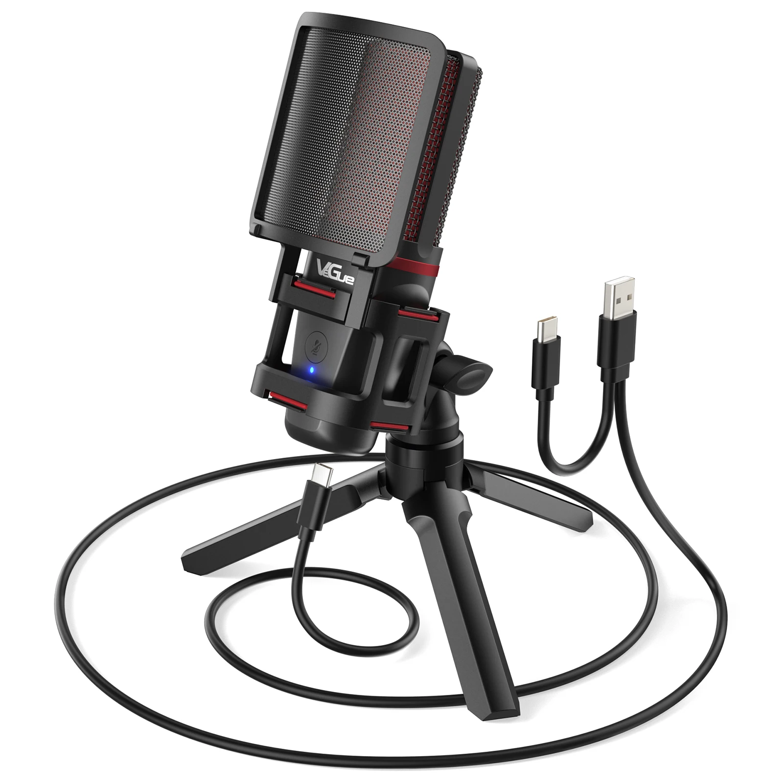 

USB Condenser Studio Recording Microphone Computer Broadcasting Youtube Microphone with shock proof pop filter kit