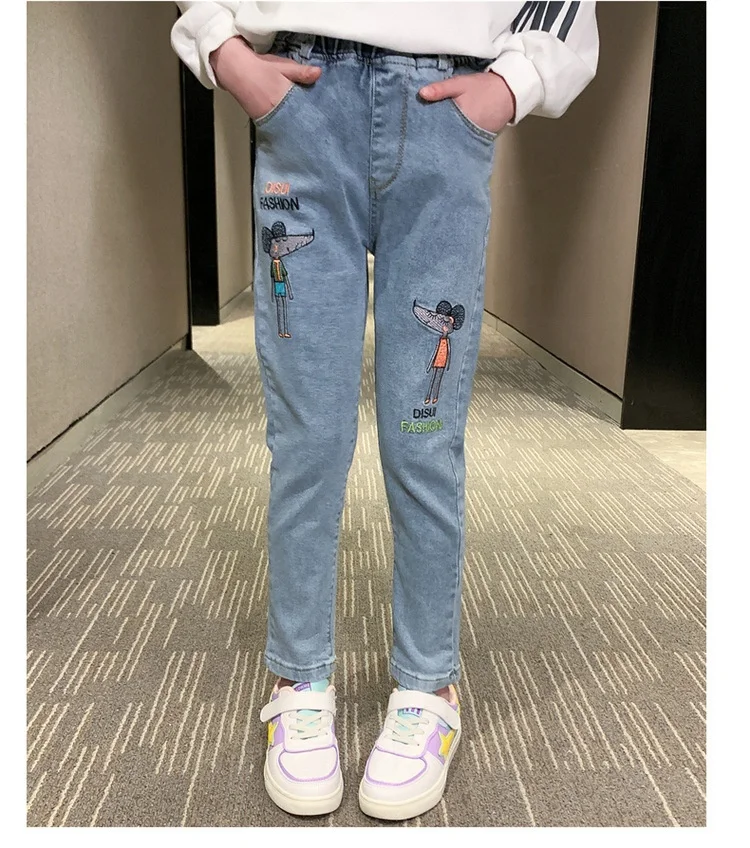 

Spring and autumn children's jeans Baby autumn cartoon trousers