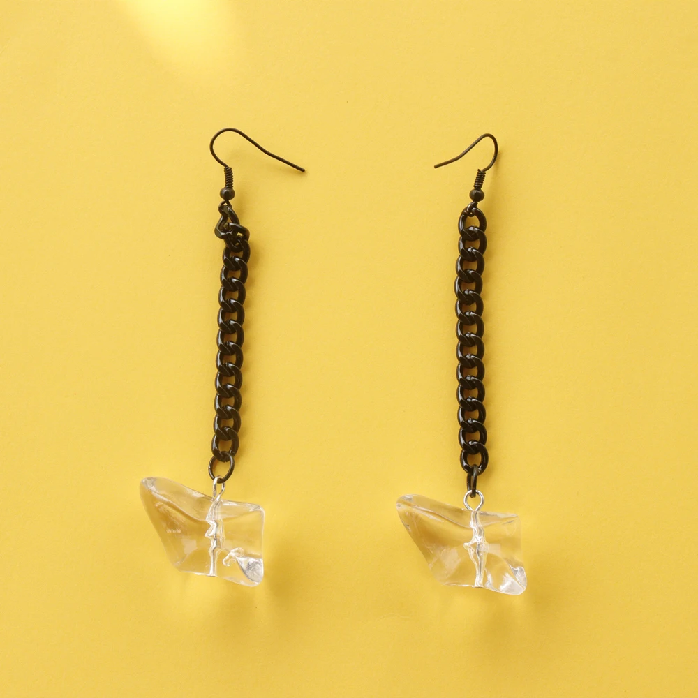 

New Statement Acrylic Long Chain Drop Earrings Black Za Metal Dangle Earrings for Women Jewelry, Colorful