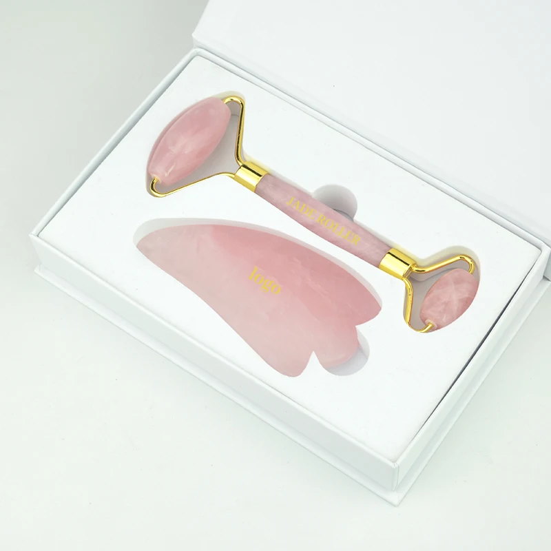 

Skincare rose quartz roller gua sha set jade roller for face, Pink rose quartz