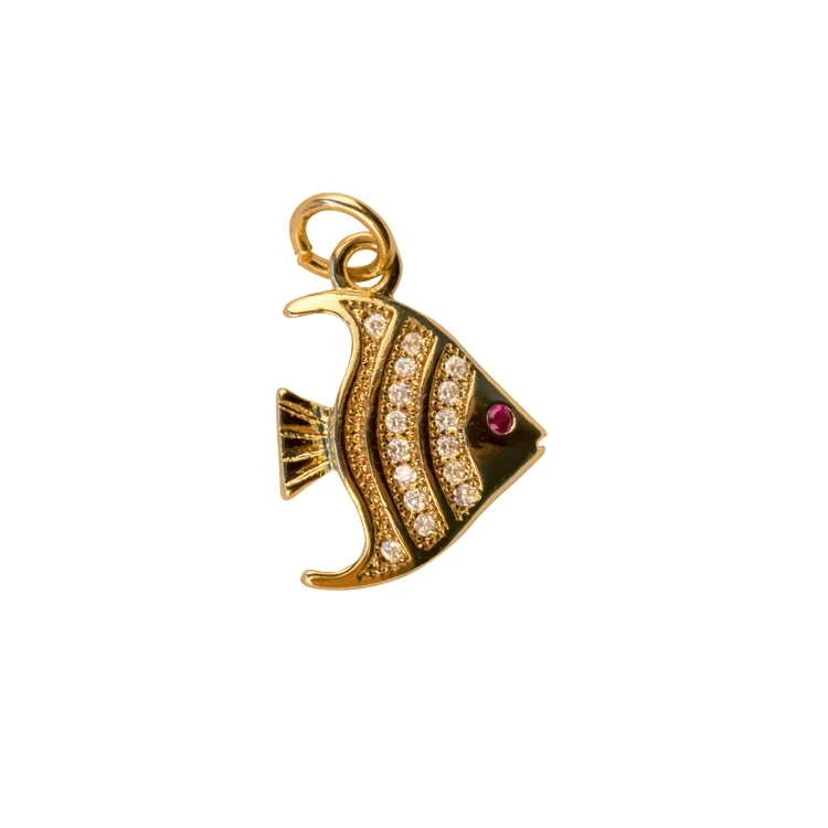 

jewelry manufacturer trade assurance 2022 wholesale new arrivals animal cz micro pave pendant tropical fish charm, As picture