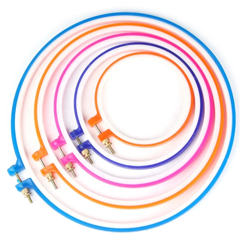 

SHELIKE Set Of 5 Adjustable Sewing Tools ABS Multicolor Embroidery and Cross Stitch Hoop Set Plastic Embroidery Hoop, Colorful