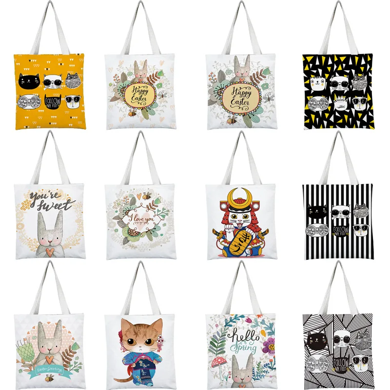 

cartoon desgin shopping portable across single shoulder bag cloth bag canvas bag