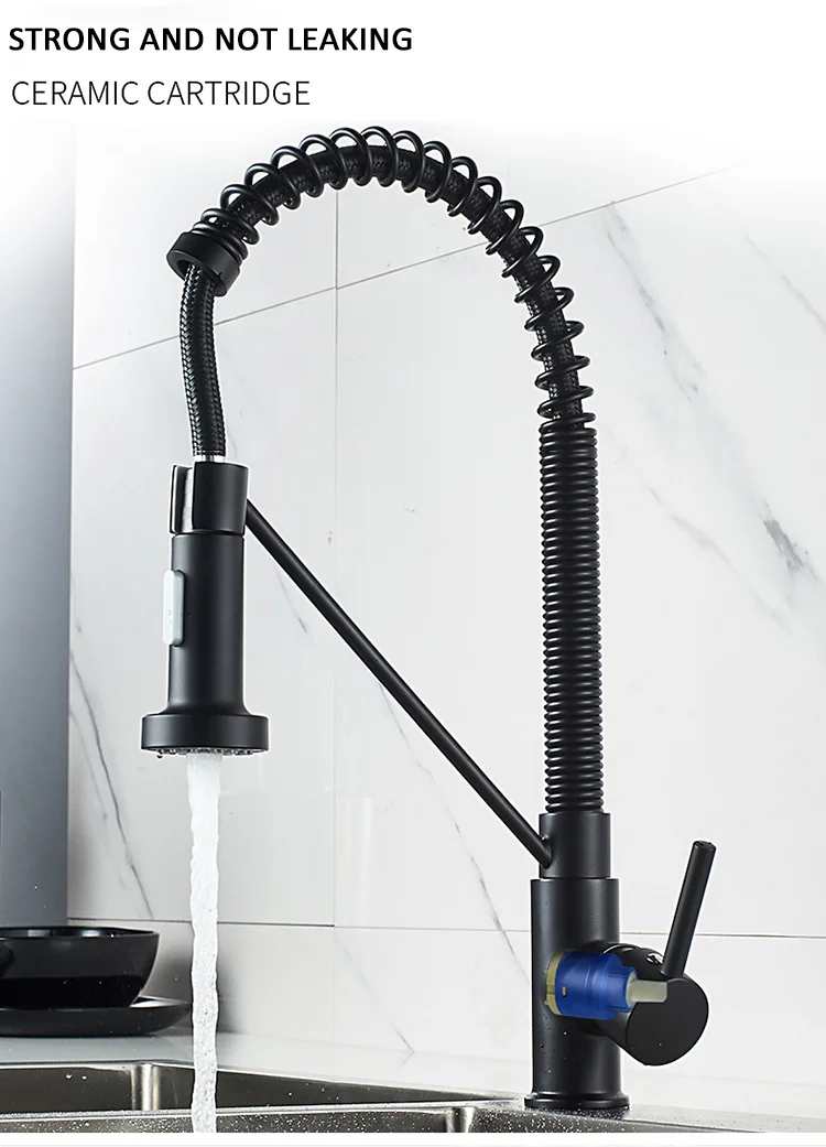 Black Kitchen Water Taps Stainless Steel Kitchen Faucet Pull Down Sprayer