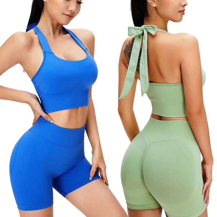 

New arrivals fashion peach butt yoga shorts yoga tops yoga two pieces set