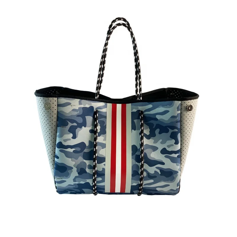 

2021 fashion neoprene camo water proof bas neoprene tote bag, Customized color