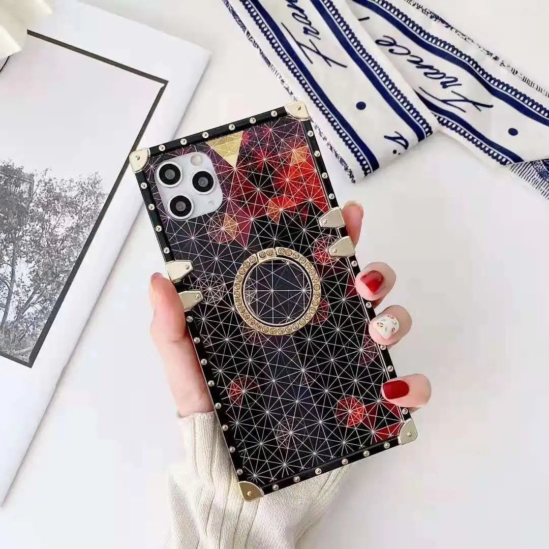 

NEW Square Phone Case with Ring Buckle for iPhone 12 / 11/7/8/X/XR/XS/MAX
