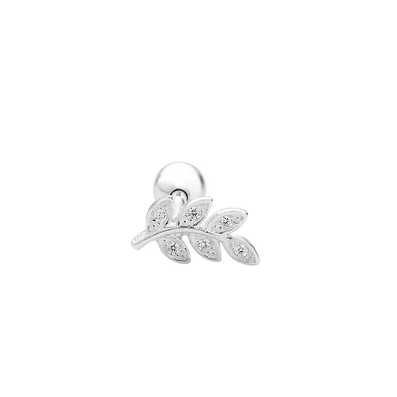 

S925 sterling silver thread American fashion leaf diamond cochlear earrings