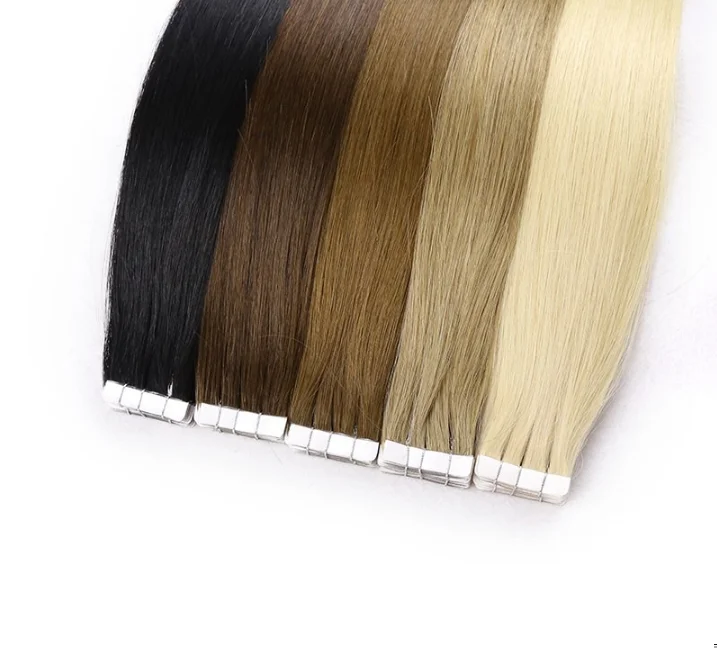 

YaHui Hair Natural Russian Cabelo Humano Remy Full Cuticle Super Double Drawn Tape In Human Hair Extensions, Accept customer color chart